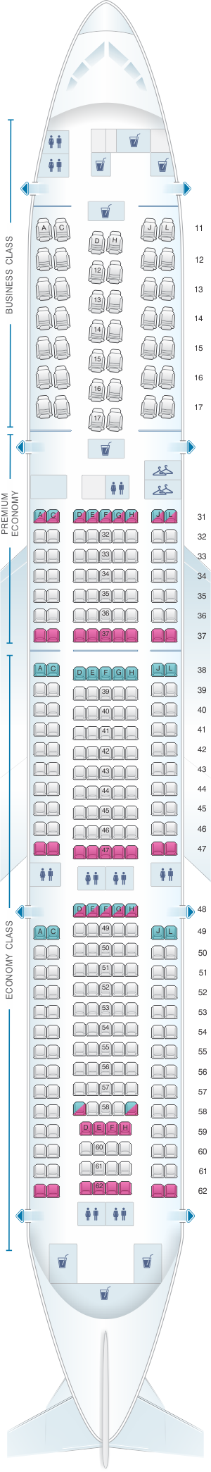 air china 777 seat size