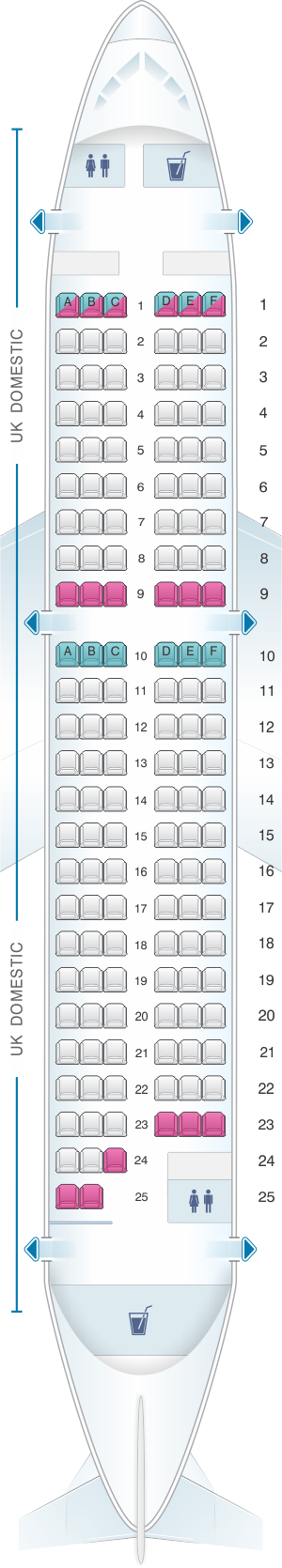 Plan de cabine British Airways Airbus A319 Domestic Layout ...