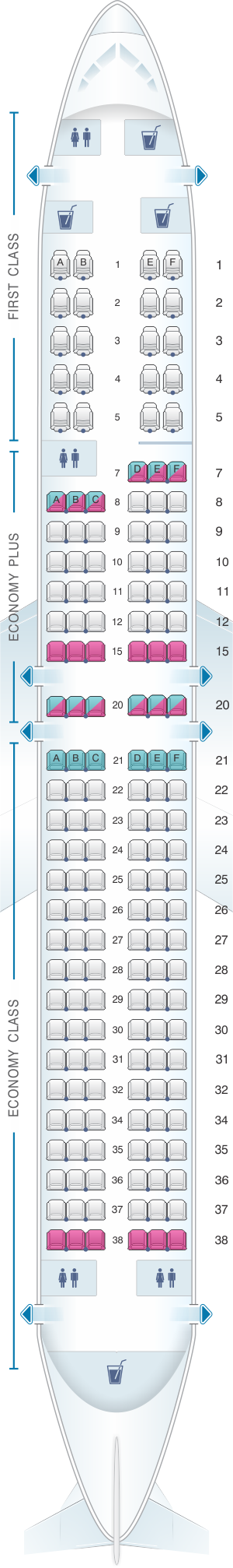 Plan de cabine United Airlines Boeing B737 900 - version 1 | SeatMaestro.fr