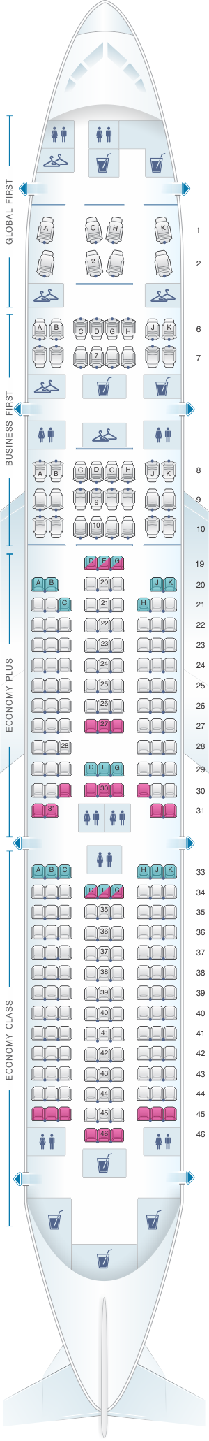 Plan de cabine United Airlines Boeing B777 200 (777) - version 1 ...