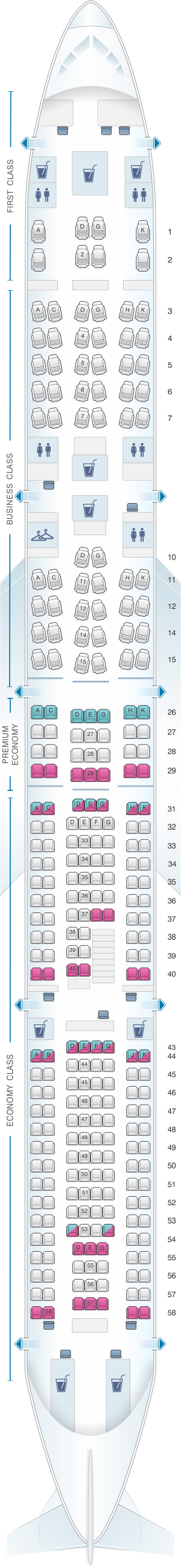 Plan de cabine Lufthansa Airbus A340 600 281pax | SeatMaestro.fr