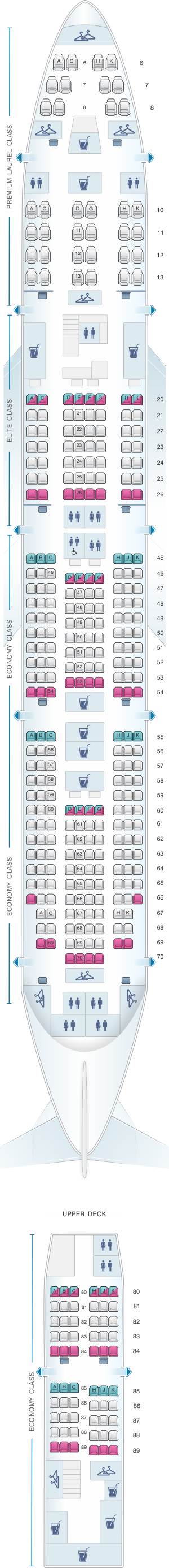 Plan de cabine EVA Air Boeing B747 400 | SeatMaestro.fr