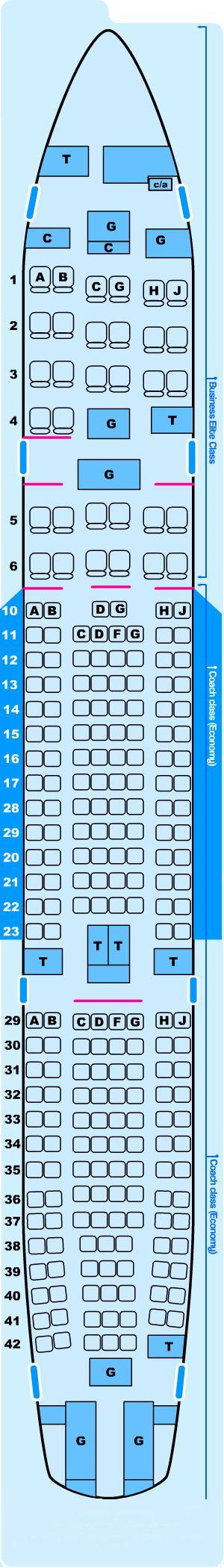 Plan de cabine Northwest Airlines Airbus A330 200 | SeatMaestro.fr