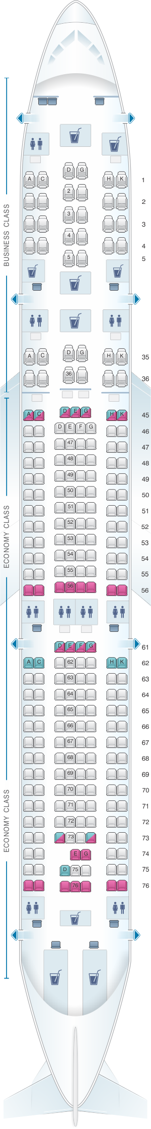 Plan de cabine South African Airways Airbus A340 300 | SeatMaestro.fr