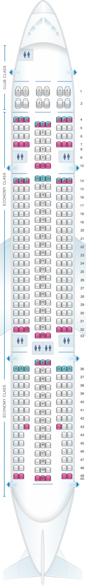 Plan De Cabine Air Transat Airbus A330 200 345pax Seatmaestro Fr