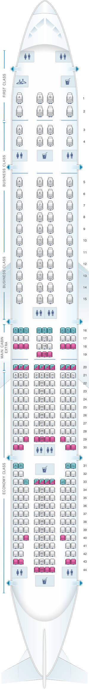 Plan de cabine American Airlines Boeing B777 300ER | SeatMaestro.fr