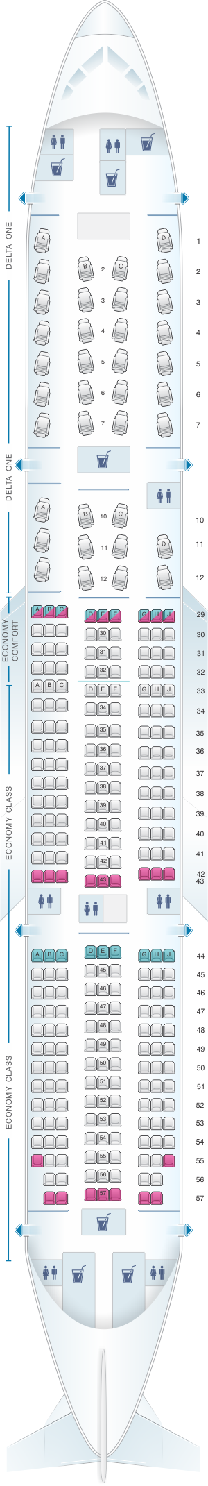 Plan De Cabine Delta Air Lines Boeing B777 200ER | SeatMaestro.fr