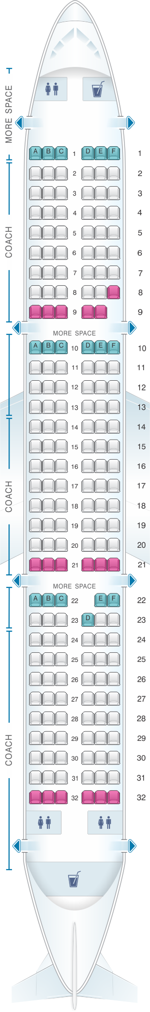 Airbus 321 200 схема салона