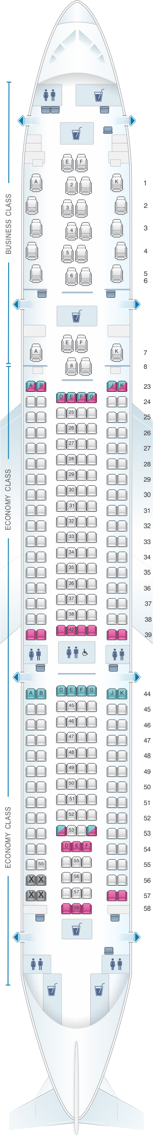 Plan de cabine Qantas Airways Airbus A330 200 Domestic 271PAX ...