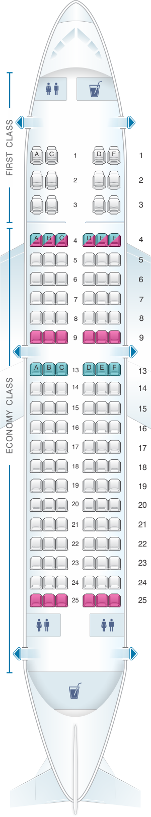 Plan de cabine Sun Country Airlines Boeing B737 700 126pax | SeatMaestro.fr