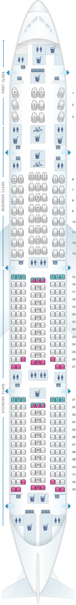 Plan de cabine TAAG Angola Airlines Boeing B777 300ER | SeatMaestro.fr