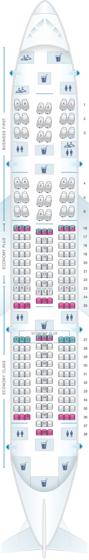 Plan de cabine United Airlines Boeing B787-8 Dreamliner | SeatMaestro.fr