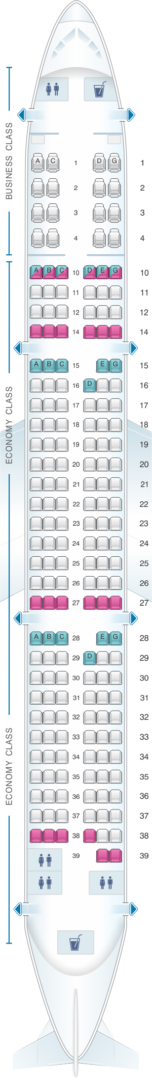 Plan de cabine Vietnam Airlines Airbus A321 Config.2 | SeatMaestro.fr