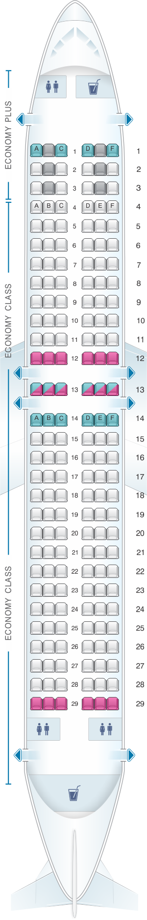 Plan de cabine WestJet Boeing B737 800 | SeatMaestro.fr