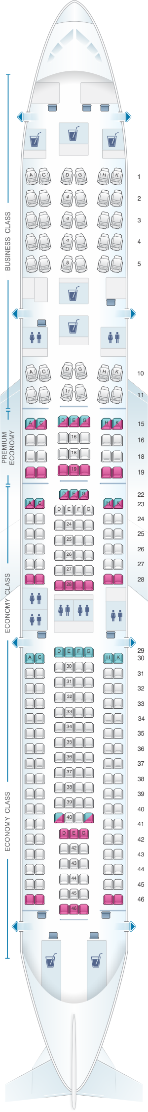 Airbus a330 343 схема салона