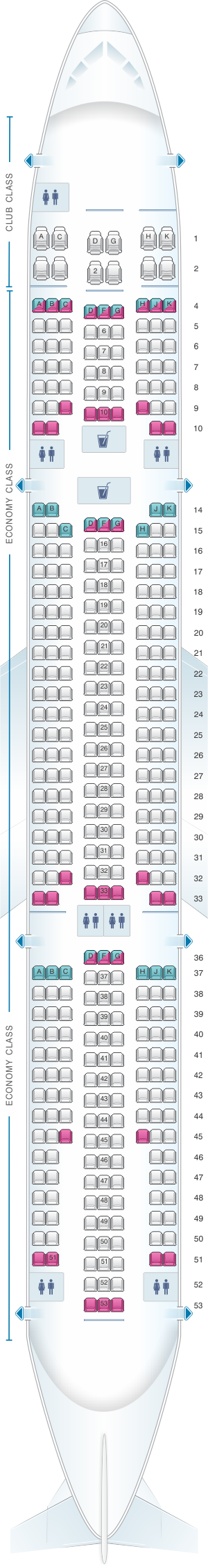 Plan De Cabine Air Transat Airbus A330 300 375pax Seatmaestro Fr