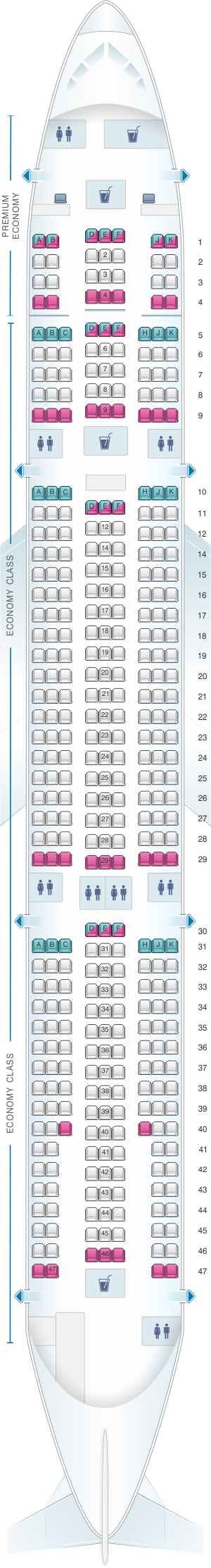 Plan De Cabine Air Caraibes Airbus A330 300 378pax Seatmaestro Fr