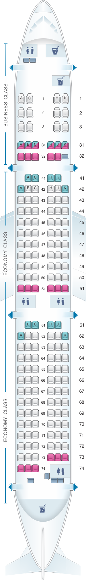 Plan de cabine Philippine Airlines Airbus A321 200neo | SeatMaestro.fr