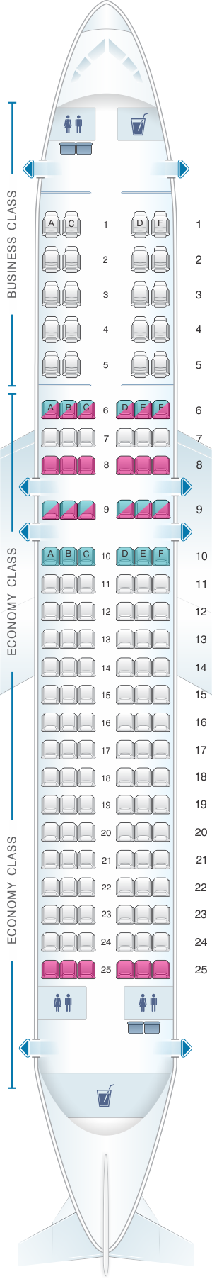 А320 214 схема салона