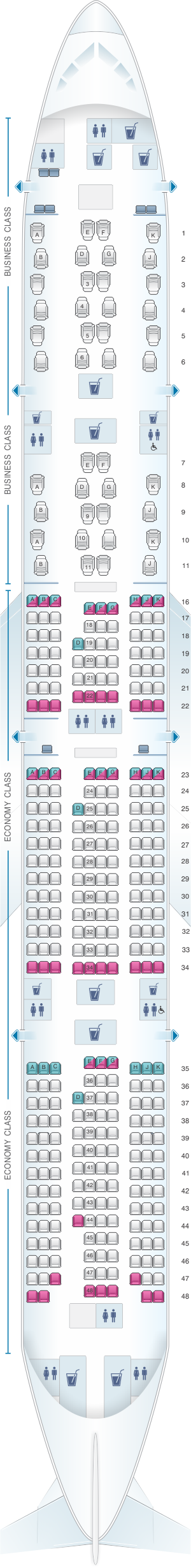 Plan de cabine Qatar Airways Boeing B777 300ER Qsuite | SeatMaestro.fr