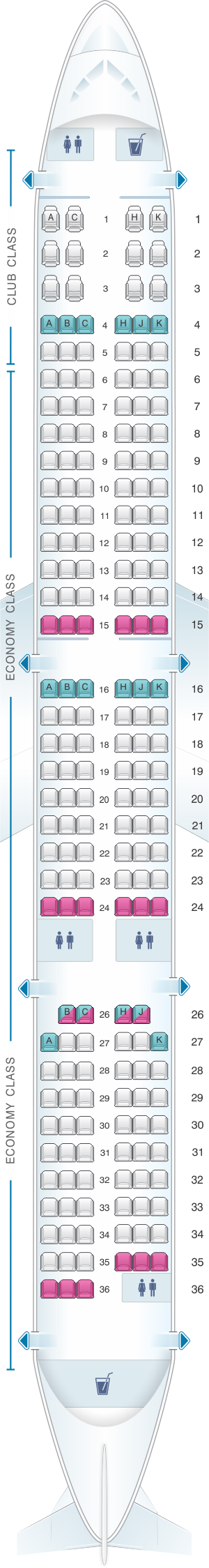 Airbus 321 200 схема салона