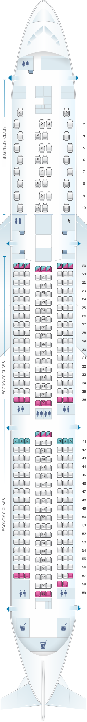 Plan de cabine Eva Air Boeing B787 10 | SeatMaestro.fr